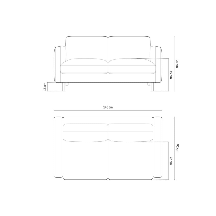 Eden 2-Sitzer Sofa aus Strukturierter Stoff in Grün Blau meliert (Puente 39), 146x92 cm von Micadoni – Bild 2