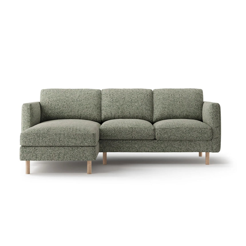 Eden 3-Sitzer Ecksofa, Linke Seite, aus Strukturierter Stoff in Moosgrün meliert (Puente 33), 223x150 cm von Micadoni – Bild 1