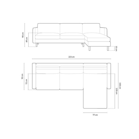 Eden 3-Sitzer Ecksofa, Rechte Seite, aus Strukturierter Stoff in Moosgrün meliert (Puente 33), 223x150 cm von Micadoni – Bild 2