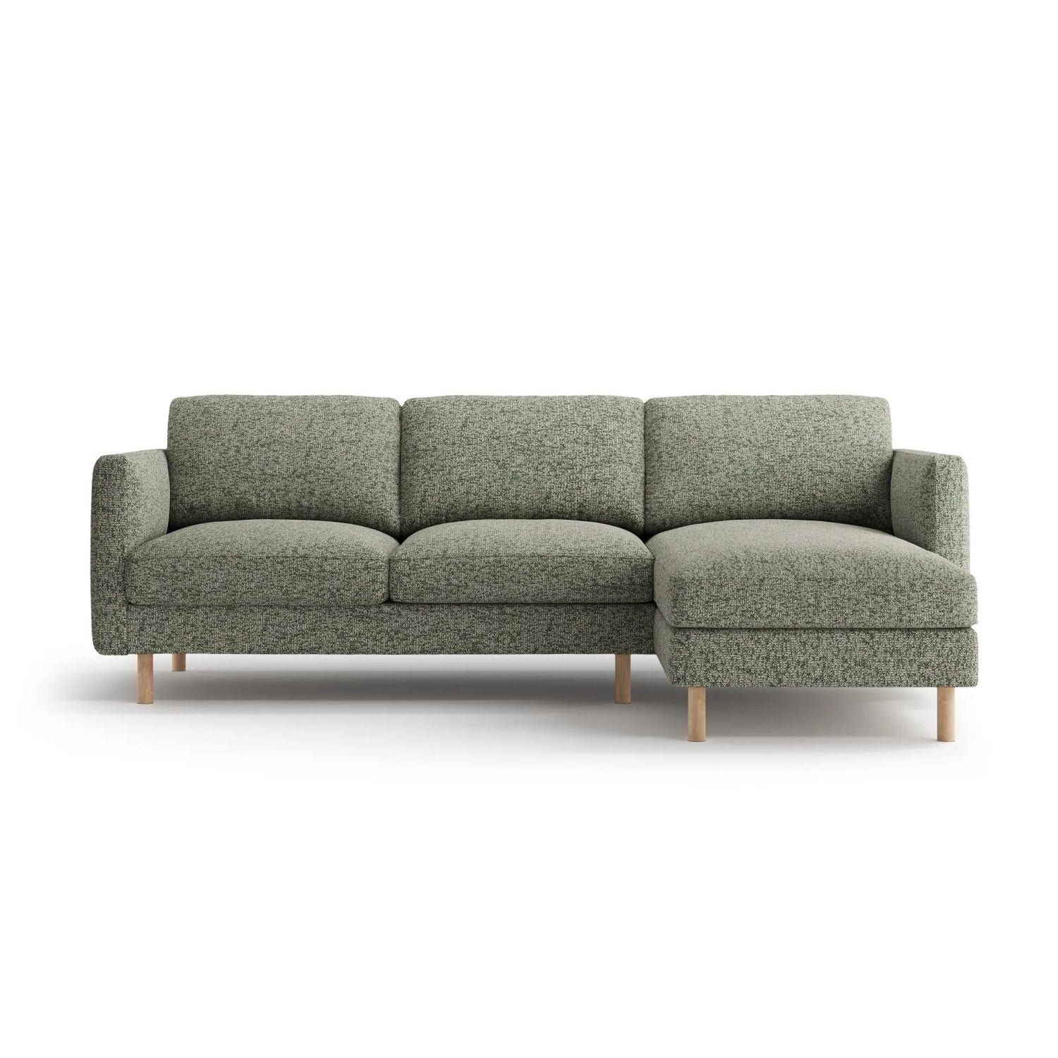 Eden 3-Sitzer Ecksofa, Rechte Seite, aus Strukturierter Stoff in Moosgrün meliert (Puente 33), 250x150 cm von Micadoni – Bild 1