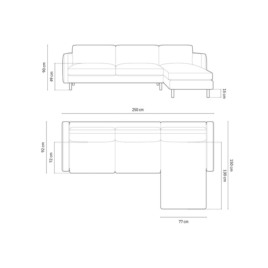 Eden 3-Sitzer Ecksofa, Rechte Seite, aus Strukturstoff, 250x150 cm von Micadoni – Bild 2