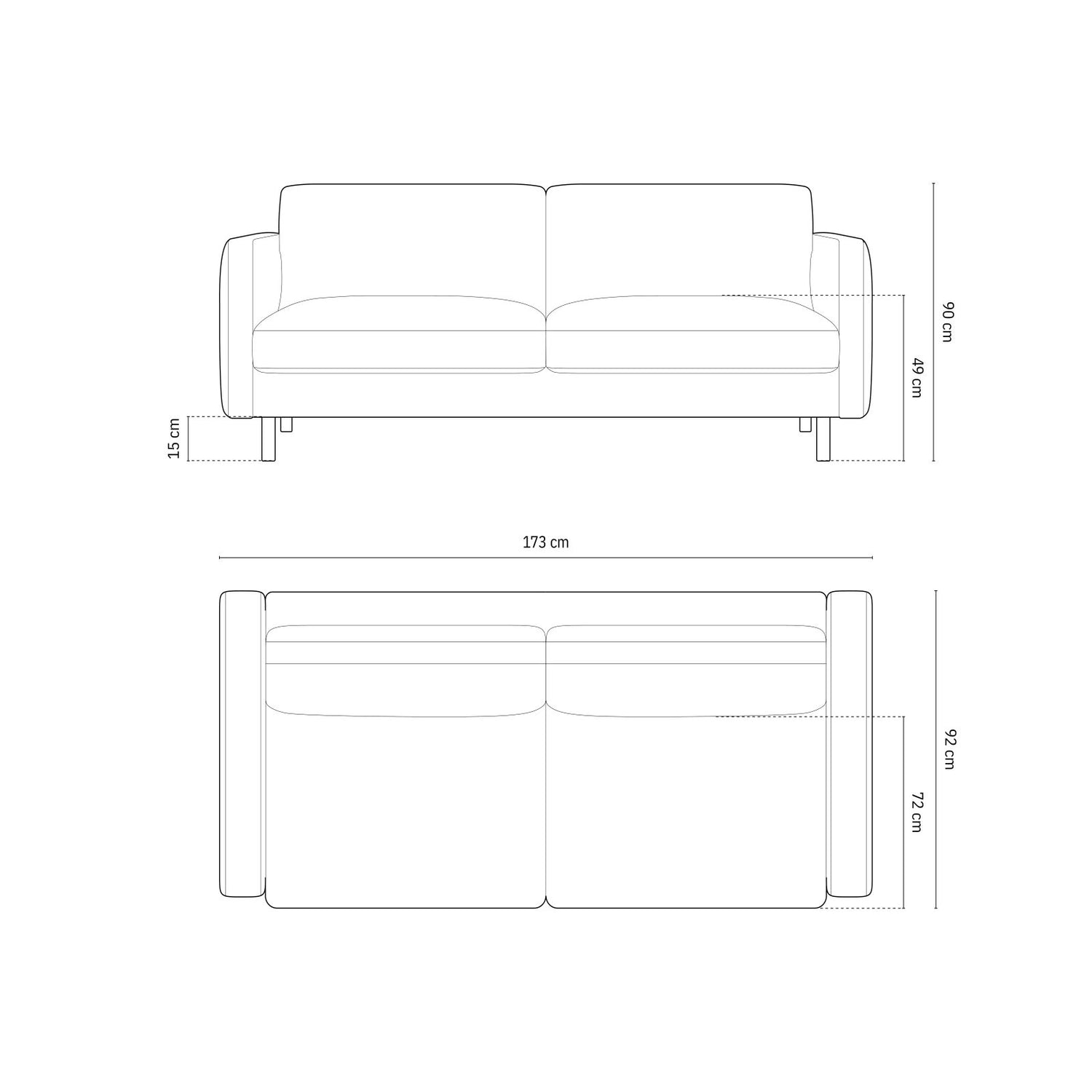 Eden 3-Sitzer Sofa aus Strukturierter Stoff in Pink Melange (Puente 68), 173x92 cm von Micadoni – Bild 2
