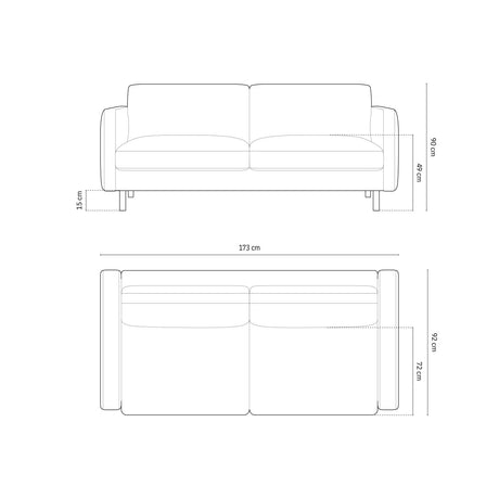 Eden 3-Sitzer Sofa aus Strukturstoff, 173x92 cm von Micadoni – Bild 2