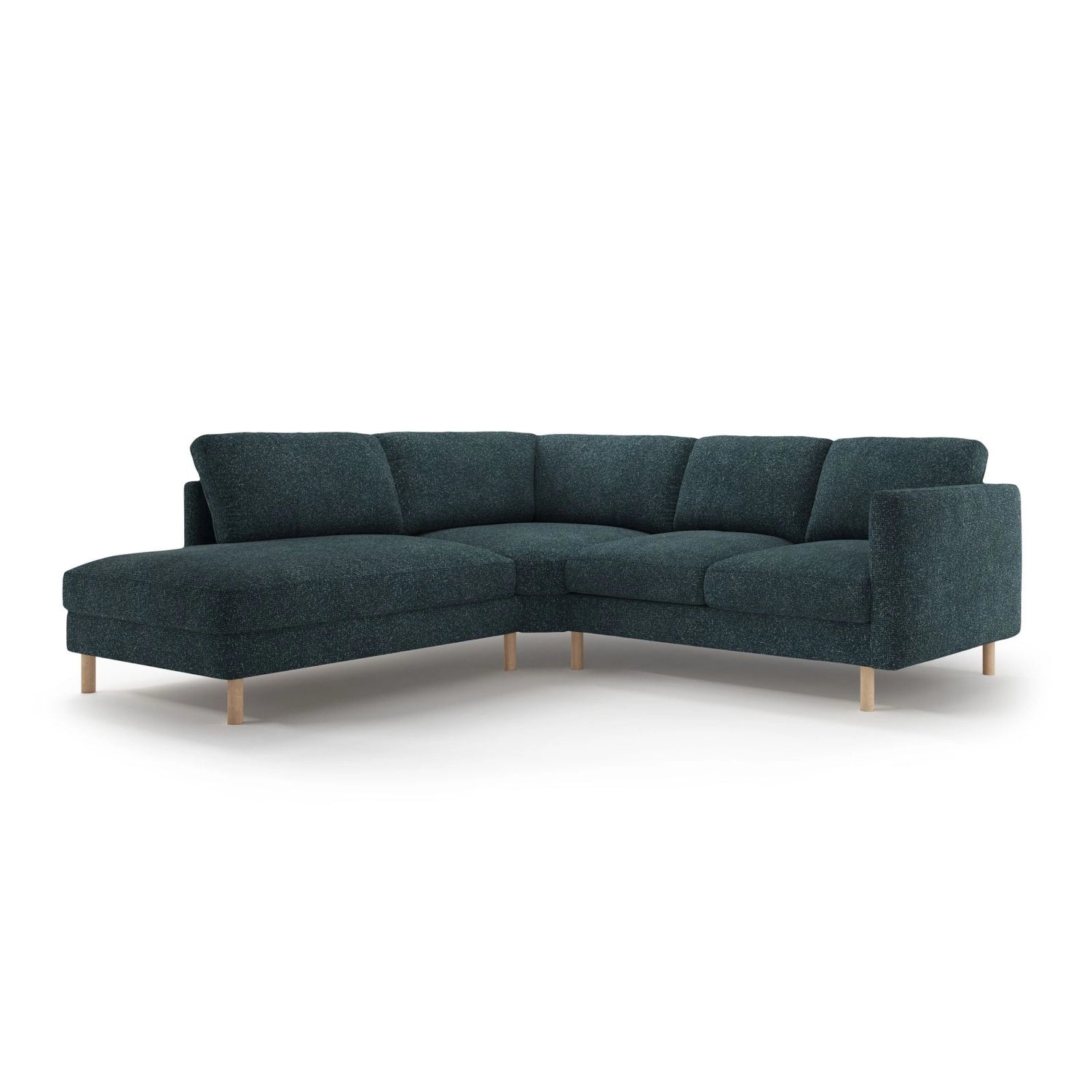 Eden 4-Sitzer Ecksofa, Linke Seite, aus Strukturierter Stoff in Grün Blau meliert (Puente 39), 267x234 cm von Micadoni – Bild 1