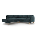 Eden 4-Sitzer Ecksofa, Linke Seite, aus Strukturierter Stoff in Grün Blau meliert (Puente 39), 267x234 cm von Micadoni – Bild 1