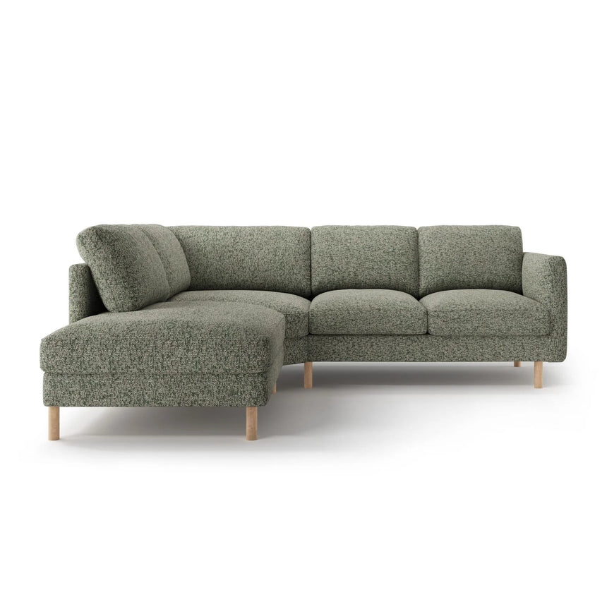 Eden 4-Sitzer Ecksofa, Linke Seite, aus Strukturierter Stoff in Moosgrün meliert (Puente 33), 267x234 cm von Micadoni – Bild 3