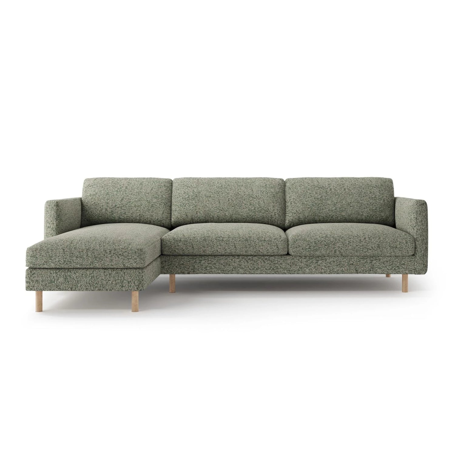 Eden 4-Sitzer Ecksofa, Linke Seite, aus Strukturierter Stoff in Moosgrün meliert (Puente 33), 286x150 cm von Micadoni – Bild 1