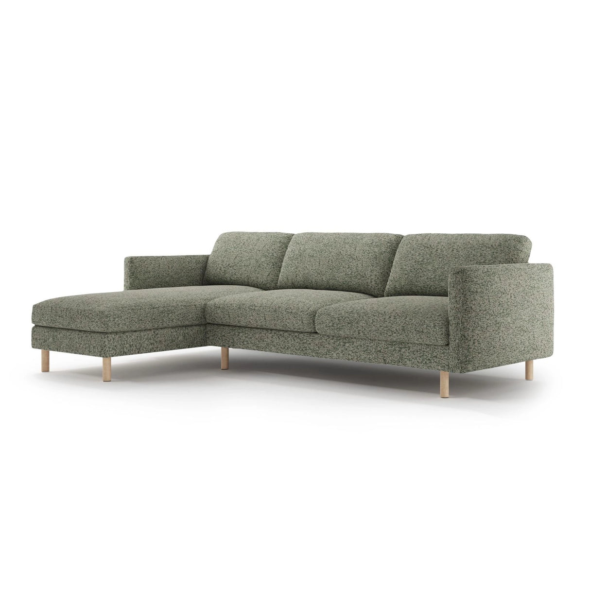 Eden 4-Sitzer Ecksofa, Linke Seite, aus Strukturierter Stoff in Moosgrün meliert (Puente 33), 286x150 cm von Micadoni – Bild 3
