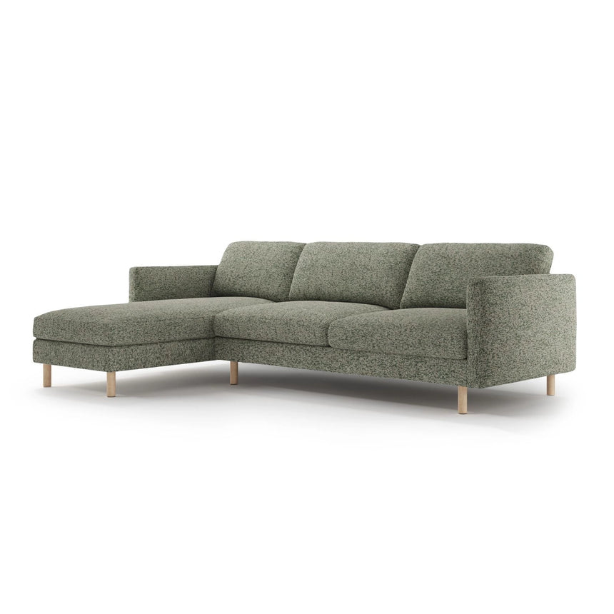 Eden 4-Sitzer Ecksofa, Linke Seite, aus Strukturierter Stoff in Moosgrün meliert (Puente 33), 286x150 cm von Micadoni – Bild 3