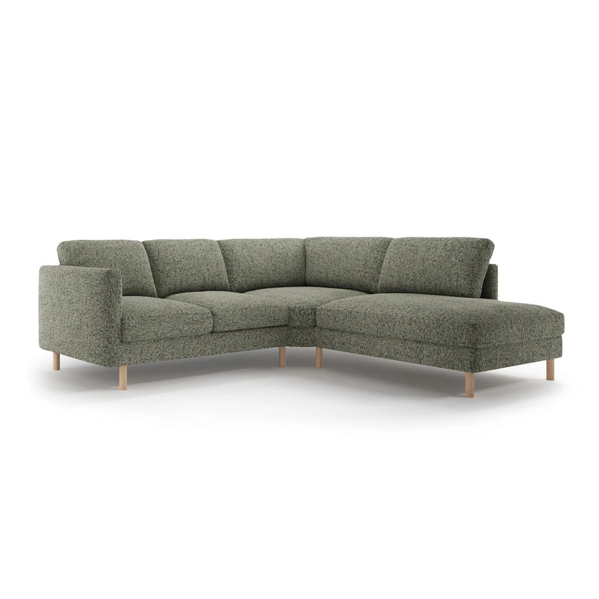 Eden 4-Sitzer Ecksofa, Rechte Seite, aus Strukturierter Stoff in Moosgrün meliert (Puente 33), 267x234 cm von Micadoni – Bild 1
