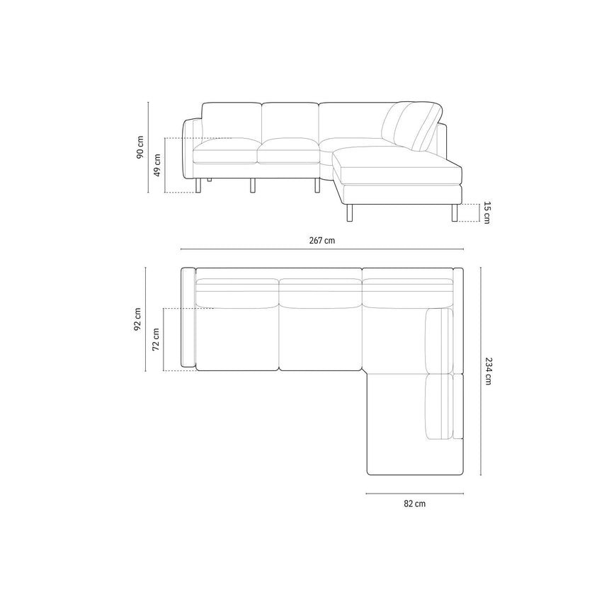 Eden 4-Sitzer Ecksofa, Rechte Seite, aus Strukturstoff, 267x234 cm von Micadoni – Bild 2