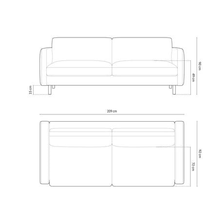 Eden 4-Sitzer Sofa aus Strukturierter Stoff in Pink Melange (Puente 68), 209x92 cm von Micadoni – Bild 2