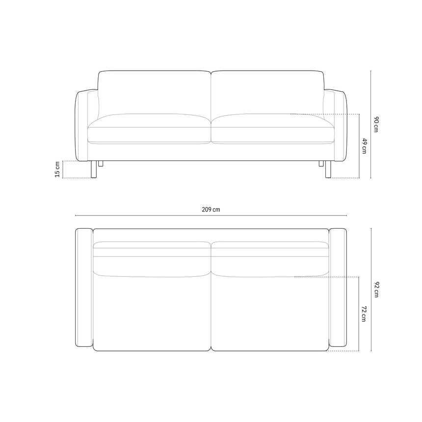 Eden 4-Sitzer Sofa aus Strukturstoff, 209x92 cm von Micadoni – Bild 2