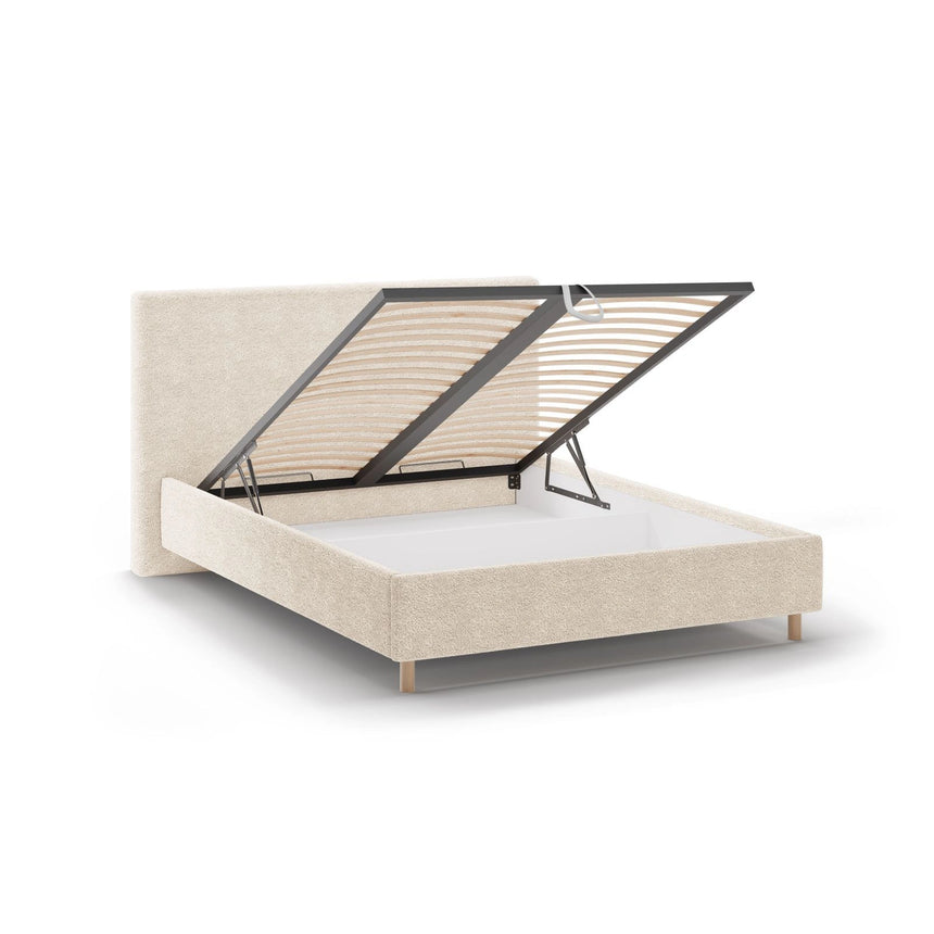 Eloise Bett mit Kopfteil und Stauraum aus Boucle in Leichtes Beige (Rolf 3), 140x200 cm von Micadoni – Bild 5