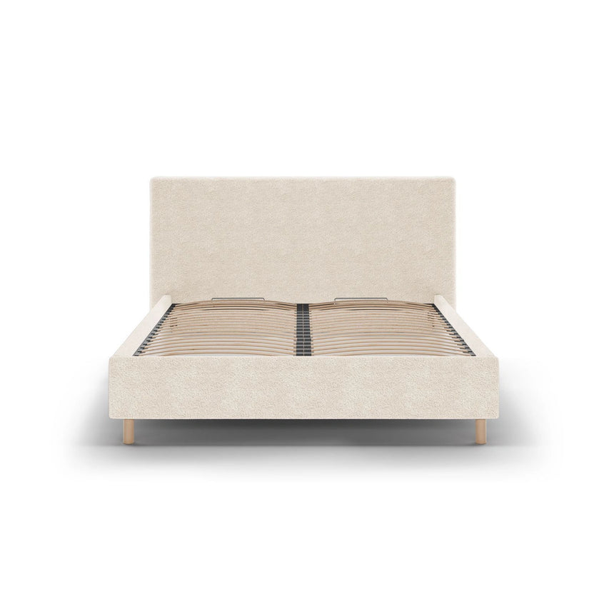 Eloise Bett mit Kopfteil und Stauraum aus Boucle in Leichtes Beige (Rolf 3), 180x200 cm von Micadoni – Bild 3
