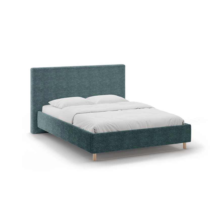 Eloise Bett mit Kopfteil und Stauraum aus Boucle in Petrol (Rolf 17), 140x200 cm von Micadoni – Bild 1