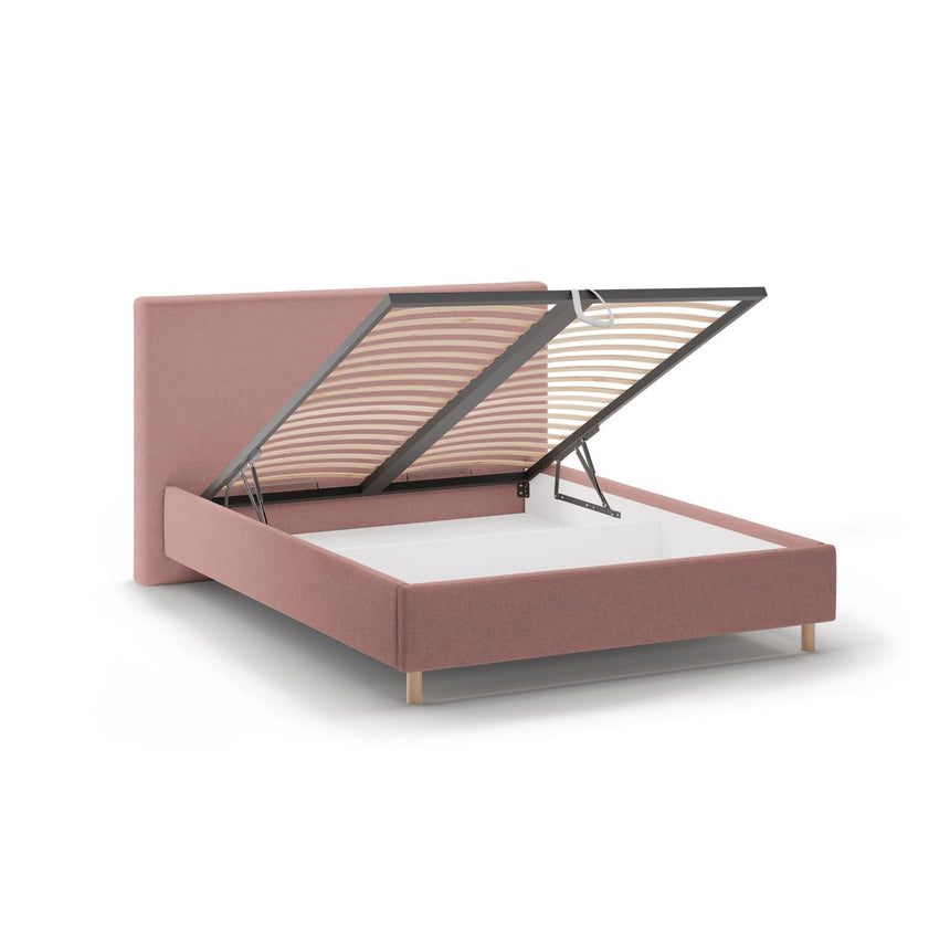 Eloise Bett mit Kopfteil und Stauraum aus Strukturierter Stoff in Dunkelrosa (Moly 63), 140x200 cm von Micadoni – Bild 5