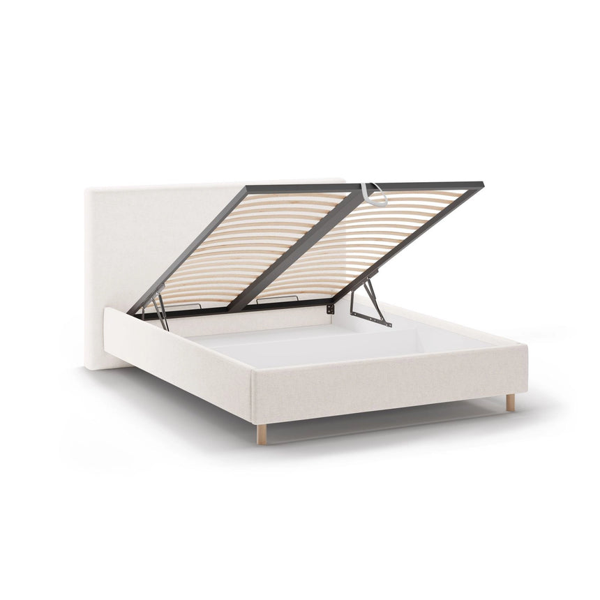 Eloise Bett mit Kopfteil und Stauraum aus Strukturierter Stoff in Leichtes Beige (Moly 02), 160x200 cm von Micadoni – Bild 5