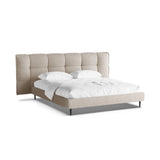 Eric Bett mit Kopfteil aus Boucle in Dunkelbeige (Sicuro 50), 140x200 cm von Micadoni – Bild 1