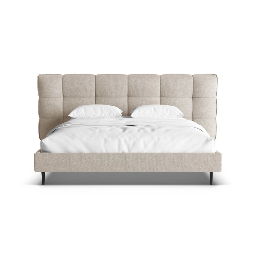 Eric Bett mit Kopfteil aus Boucle in Dunkelbeige (Sicuro 50), 180x200 cm von Micadoni – Bild 5