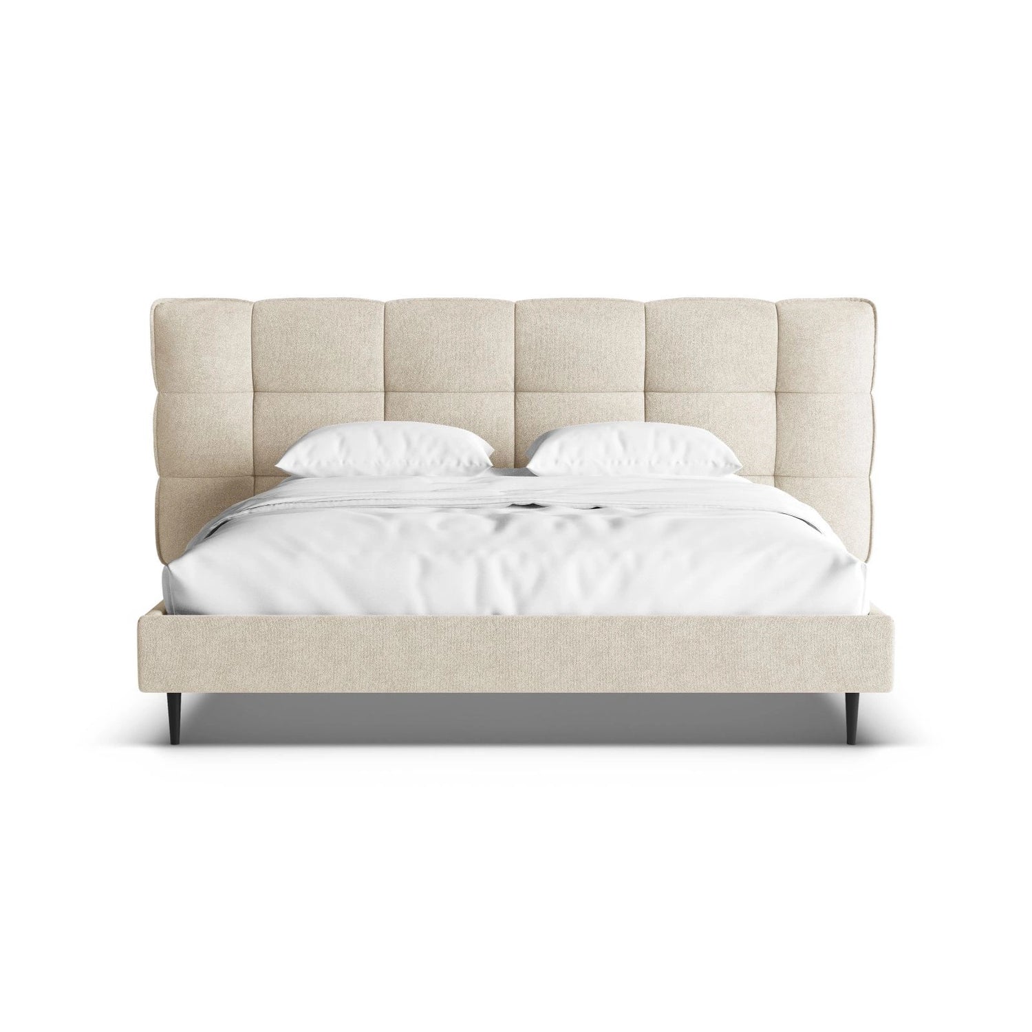 Eric Bett mit Kopfteil aus Boucle in Leichtes Beige (Sicuro 55), 140x200 cm von Micadoni – Bild 5