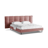 Eric Bett mit Kopfteil aus Samt in Flamingo (Casino Salmon), 160x200 cm von Micadoni – Bild 1