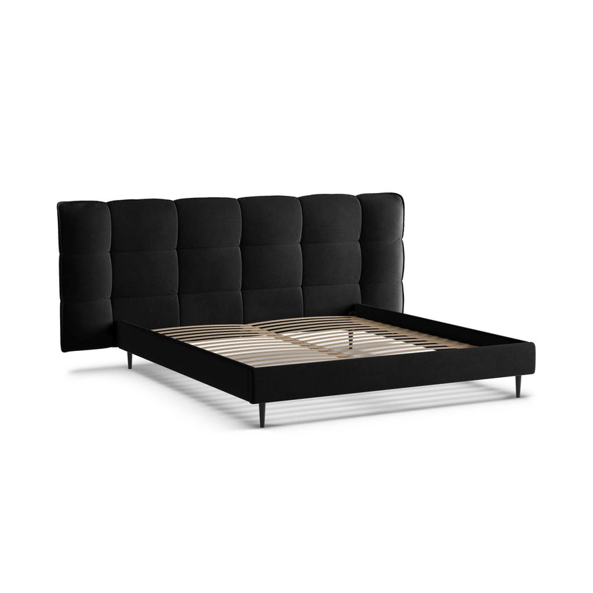 Eric Bett mit Kopfteil aus Samt in Schwarz (Casino Black), 200x200 cm von Micadoni – Bild 6