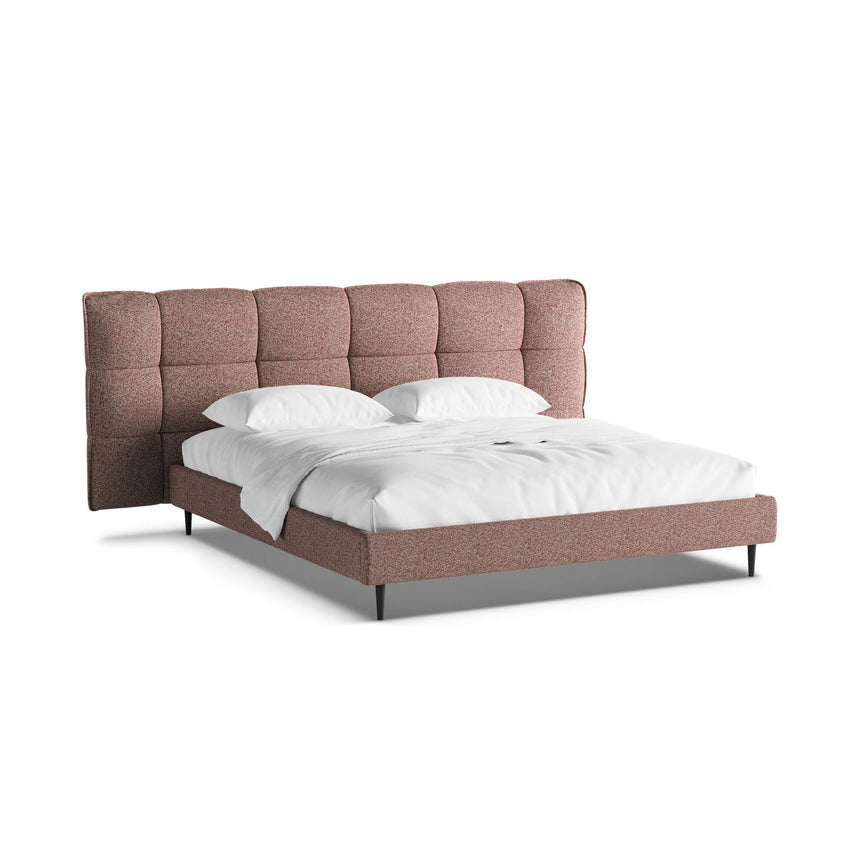 Eric Bett mit Kopfteil aus Strukturierter Stoff in Pink Melange (Puente 68), 200x200 cm von Micadoni – Bild 1