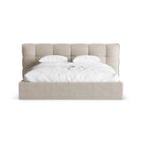 Eric Bett mit Kopfteil und Stauraum aus Boucle in Dunkelbeige (Sicuro 50), 180x200 cm von Micadoni – Bild 5