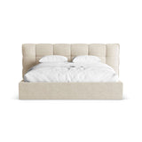 Eric Bett mit Kopfteil und Stauraum aus Boucle in Leichtes Beige (Sicuro 55), 140x200 cm von Micadoni – Bild 5