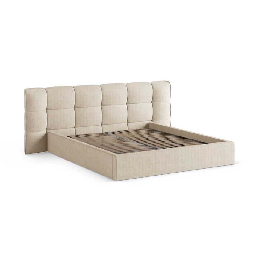 Eric Bett mit Kopfteil und Stauraum aus Boucle in Leichtes Beige (Sicuro 55), 160x200 cm von Micadoni – Bild 6