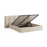 Eric Bett mit Kopfteil und Stauraum aus Boucle in Leichtes Beige (Sicuro 55), 160x200 cm von Micadoni – Bild 7