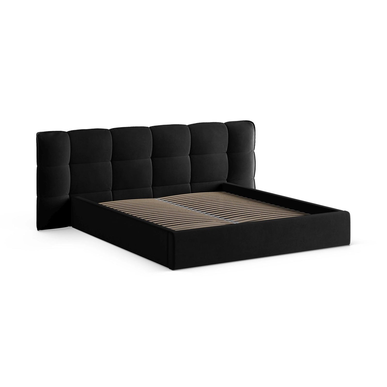 Eric Bett mit Kopfteil und Stauraum aus Samt in Schwarz (Casino Black), 180x200 cm von Micadoni – Bild 6
