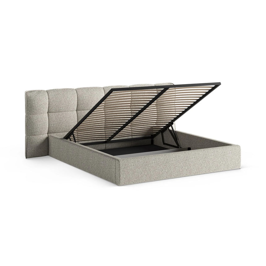 Eric Bett mit Kopfteil und Stauraum aus Strukturierter Stoff in Beige Melange (Puente 06), 140x200 cm von Micadoni – Bild 7