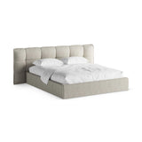 Eric Bett mit Kopfteil und Stauraum aus Strukturierter Stoff in Beige Melange (Puente 06), 180x200 cm von Micadoni – Bild 1