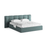 Eric Bett mit Kopfteil und Stauraum aus Strukturierter Stoff in Blau Melange (Puente 73), 180x200 cm von Micadoni – Bild 1