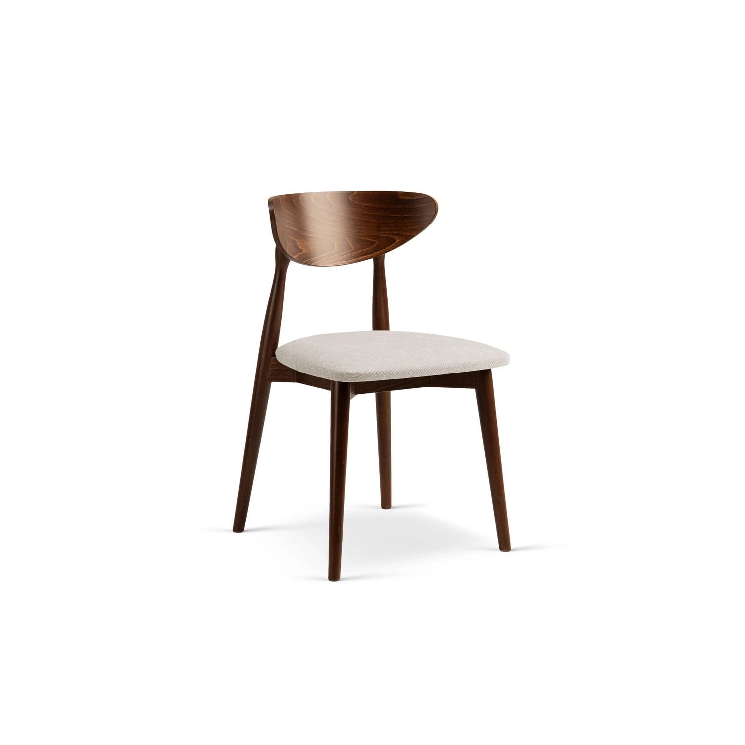 Essstuhl Leon, Gestell in dunkelbraun, aus Chenille (Reb25) in Beige von Micadoni – Bild 1