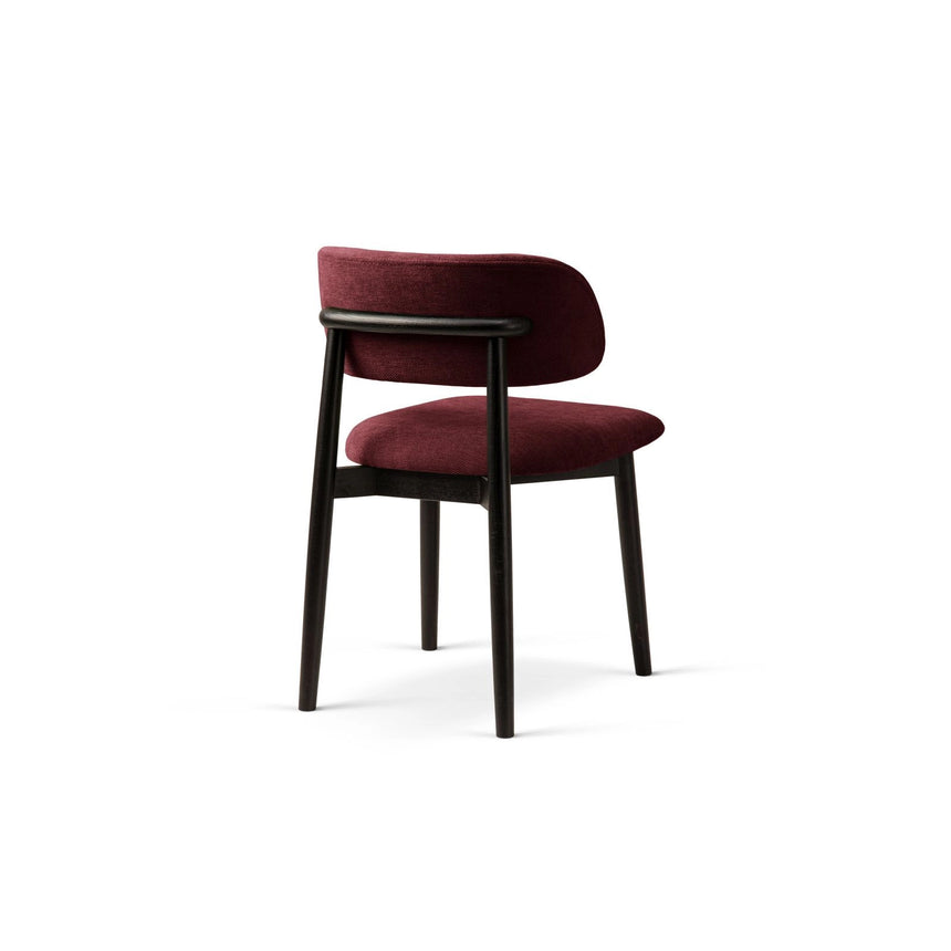 Evan Essstuhl, Gestell in Schwarz, aus Chenille (Reb10) in Bordeaux von Micadoni – Bild 4