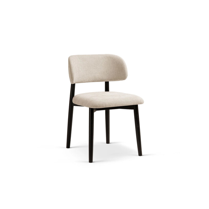 Evan Essstuhl, Gestell in Schwarz, aus Chenille (Reb25) in Beige von Micadoni – Bild 1