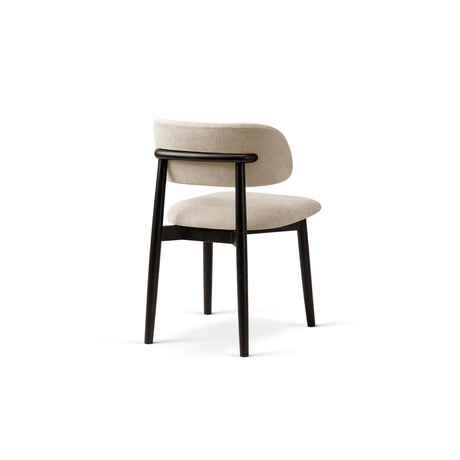 Evan Essstuhl, Gestell in Schwarz, aus Chenille (Reb25) in Beige von Micadoni – Bild 4