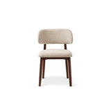 Evan Essstuhl, Gestell in Walnuss, aus Chenille (Reb25) in Beige von Micadoni – Bild 3
