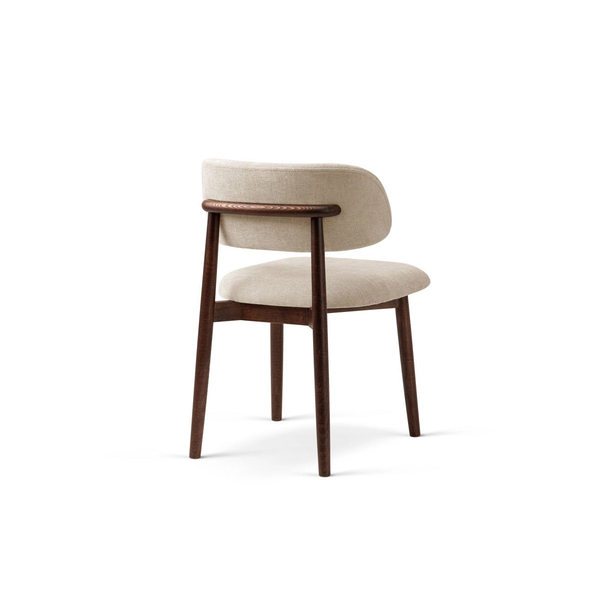 Evan Essstuhl, Gestell in Walnuss, aus Chenille (Reb25) in Beige von Micadoni – Bild 4
