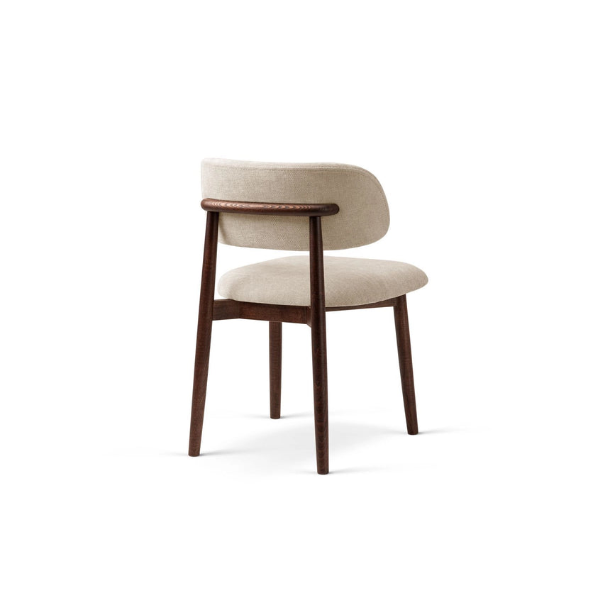 Evan Essstuhl, Gestell in Walnuss, aus Chenille (Reb25) in Beige von Micadoni – Bild 4