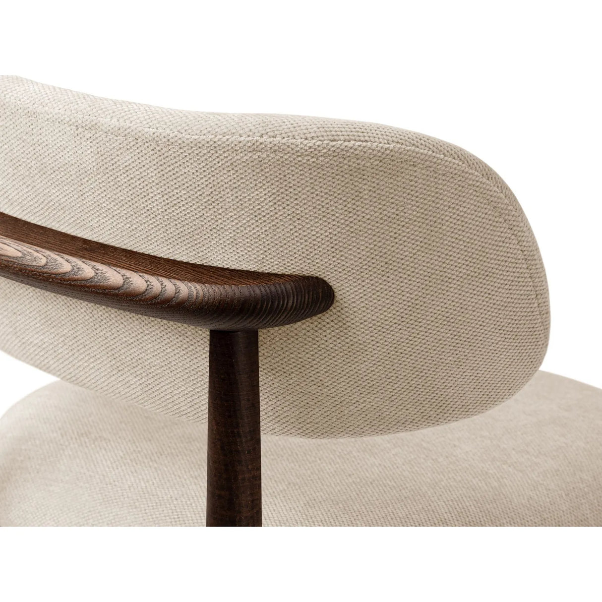 Evan Essstuhl, Gestell in Walnuss, aus Chenille (Reb25) in Beige von Micadoni – Bild 5
