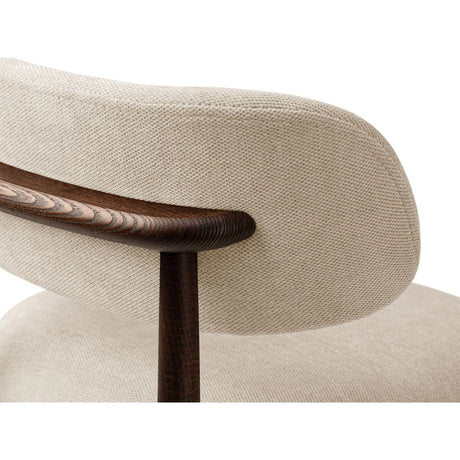 Evan Essstuhl, Gestell in Walnuss, aus Chenille (Reb25) in Beige von Micadoni – Bild 5