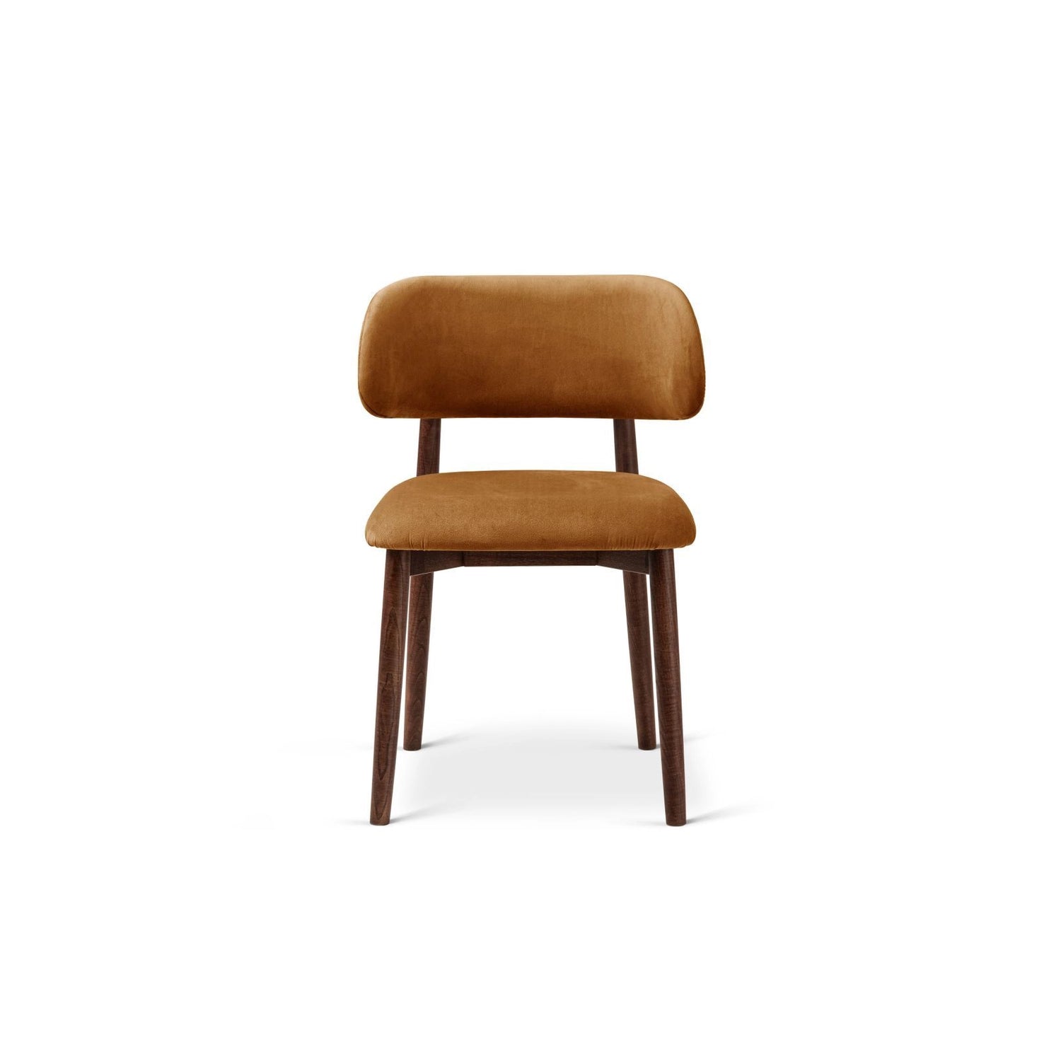 Evan Essstuhl, Gestell in Walnuss, aus Samt (Ma2286) in Camel von Micadoni – Bild 3