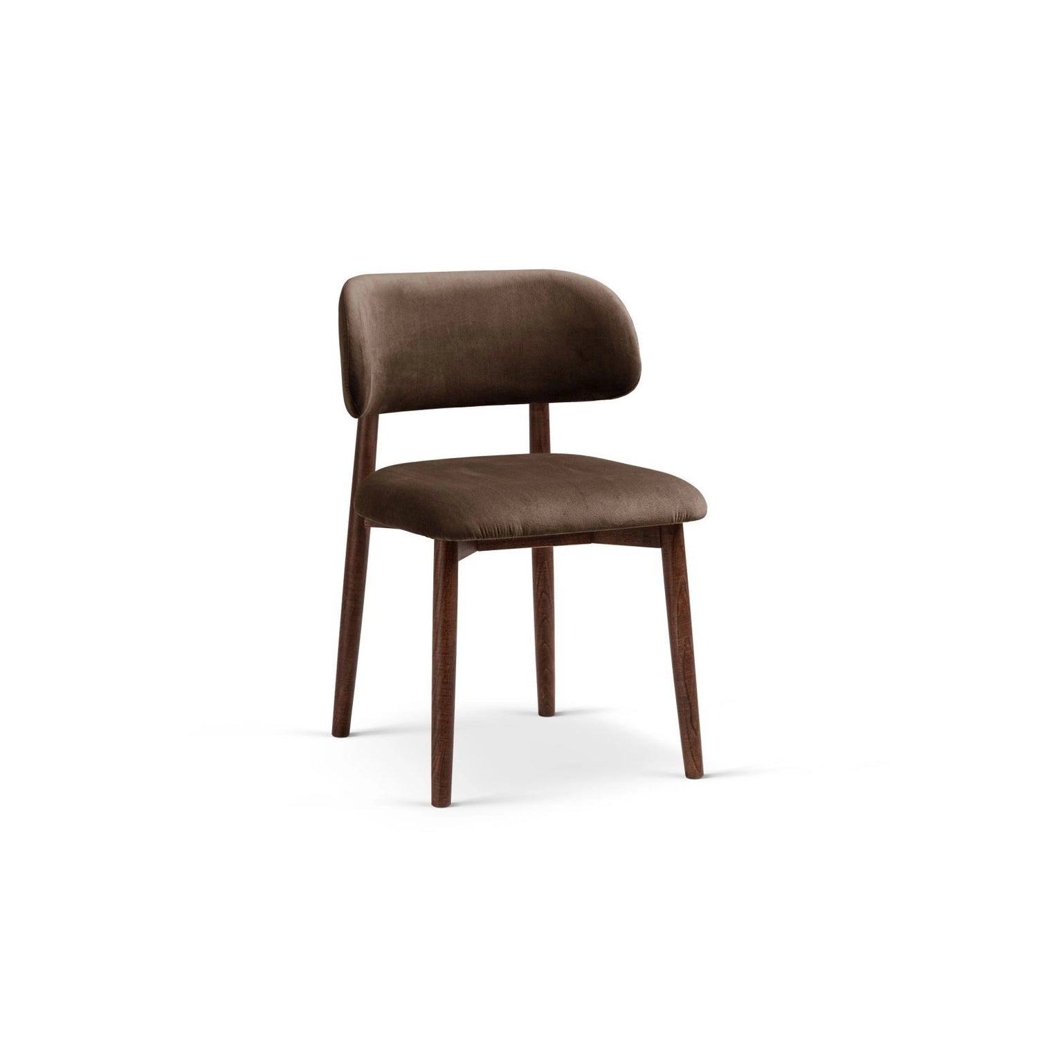 Evan Essstuhl, Gestell in Walnuss, aus Samt (Ma2299) in Chocolate von Micadoni – Bild 1