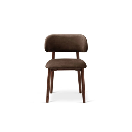 Evan Essstuhl, Gestell in Walnuss, aus Samt (Ma2299) in Chocolate von Micadoni – Bild 3
