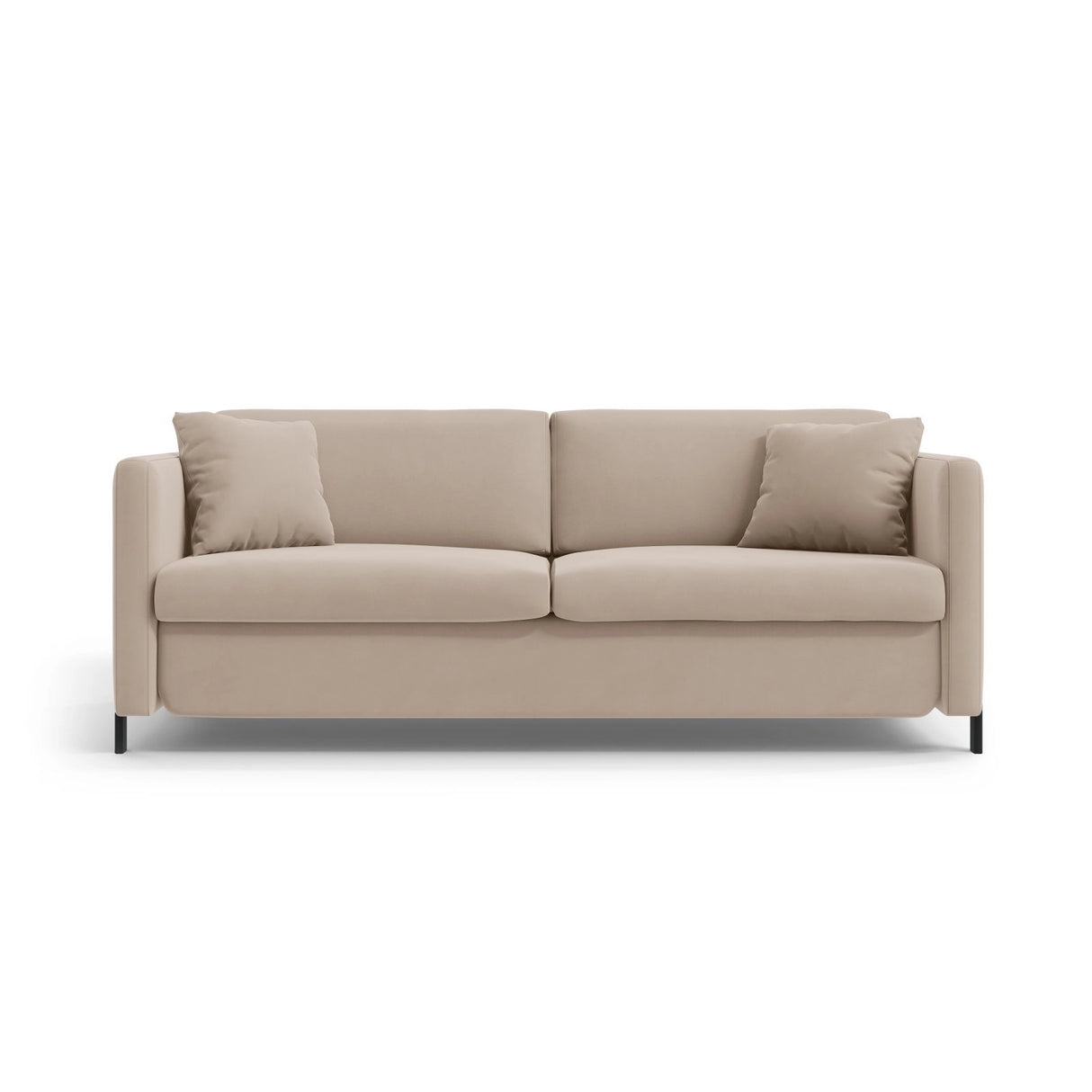 Gloria 2-Sitzer Sofa mit Schlaffunktion, ausklappbar, aus Samt in Beige (Salvador 1), 186x102 cm von Micadoni – Bild 1
