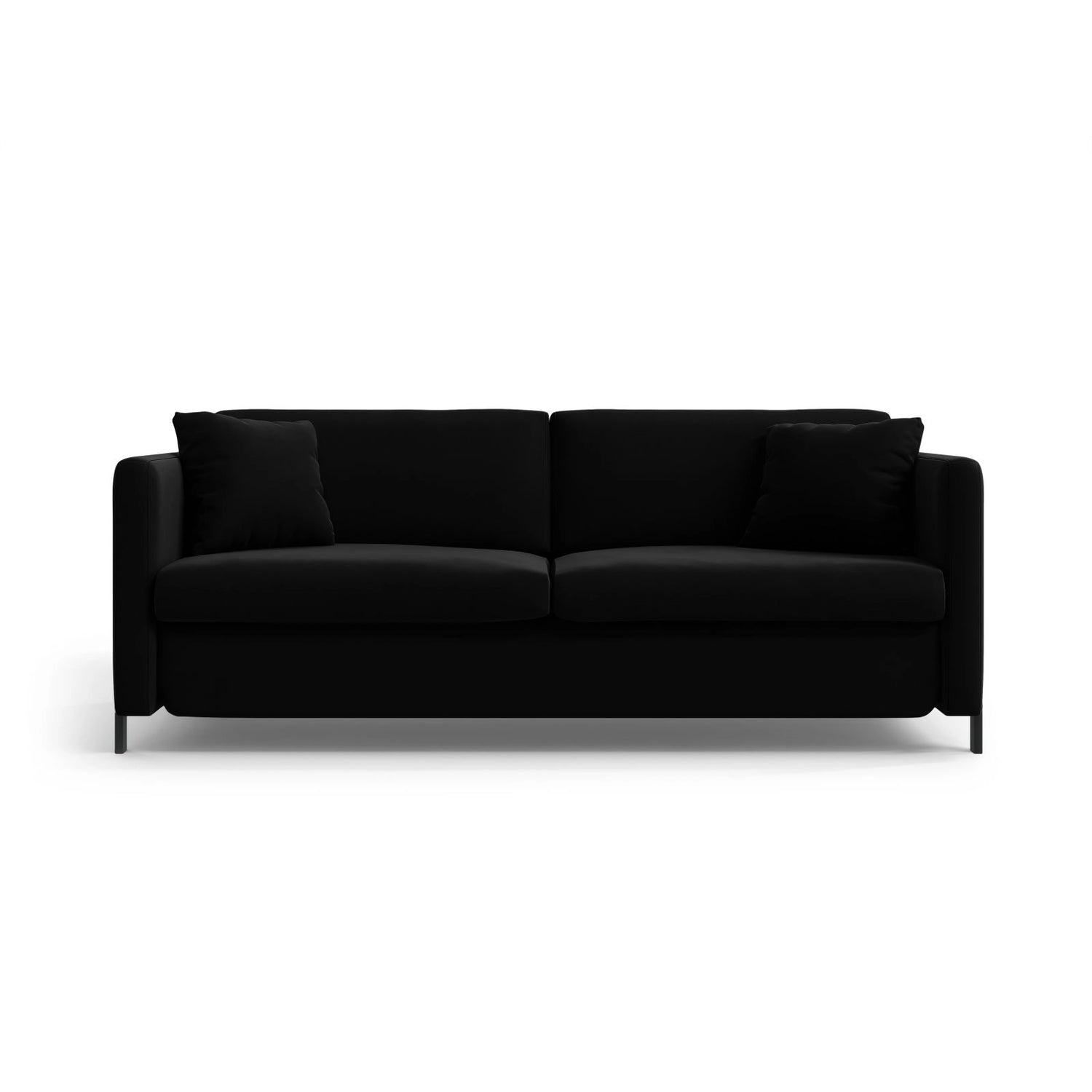 Gloria 2-Sitzer Sofa mit Schlaffunktion, ausklappbar, aus Samt in Schwarz (Salvador 19), 186x102 cm von Micadoni – Bild 1